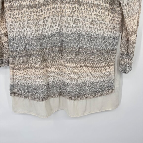 Chicos 2 Womens Knit sweater Layered Design Size large Beige Gray Cotton Blend - Picture 8 of 13